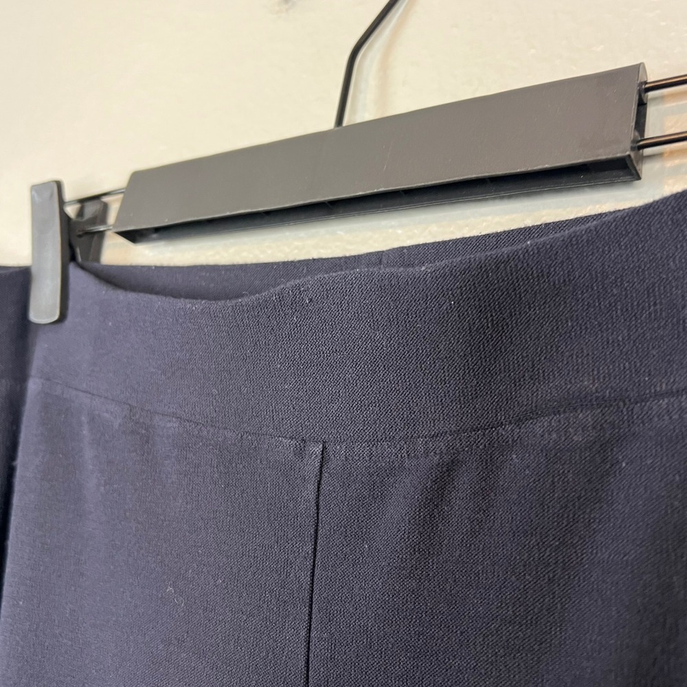 Eileen Fisher Crepe Pull On Crop Ankle Pants Sz L Navy Blue Cropped Wide Leg - Picture 6 of 7
